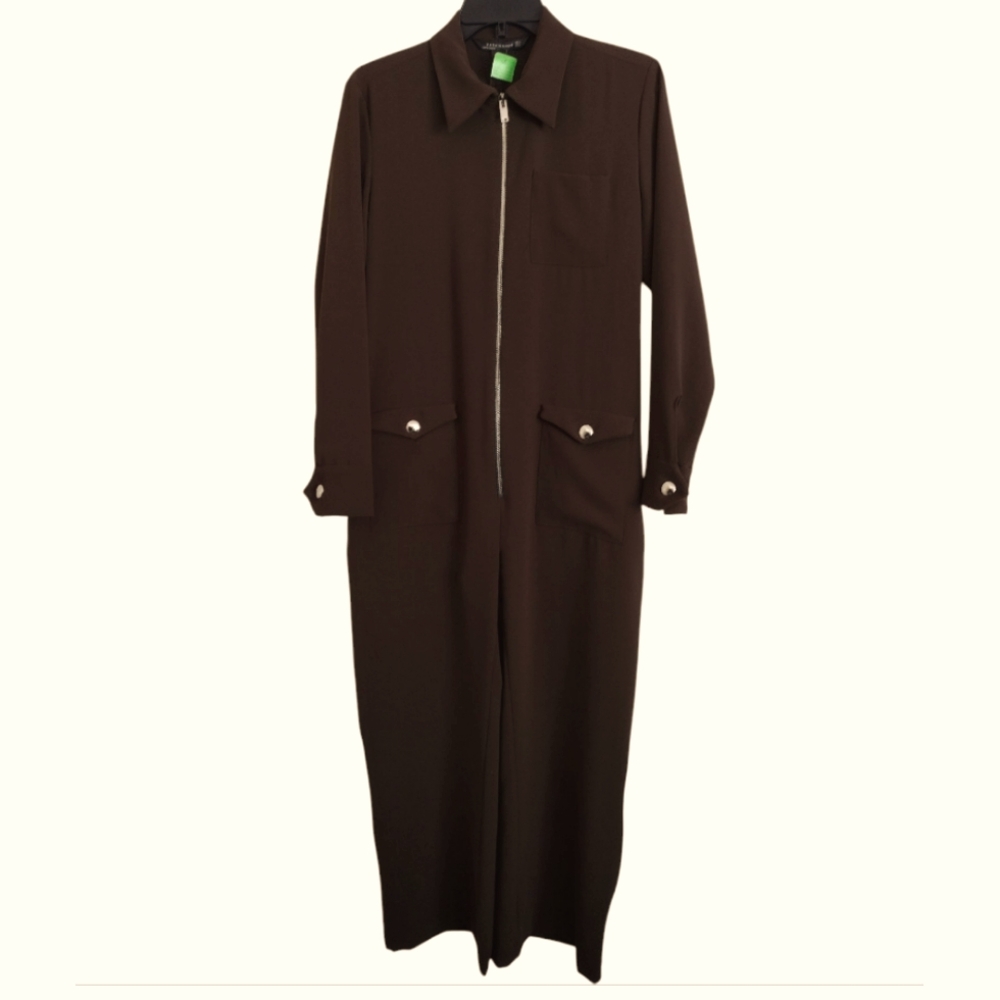 Zara Woman Dark Olive Green Long Sleeve Jumpsuit Size Small